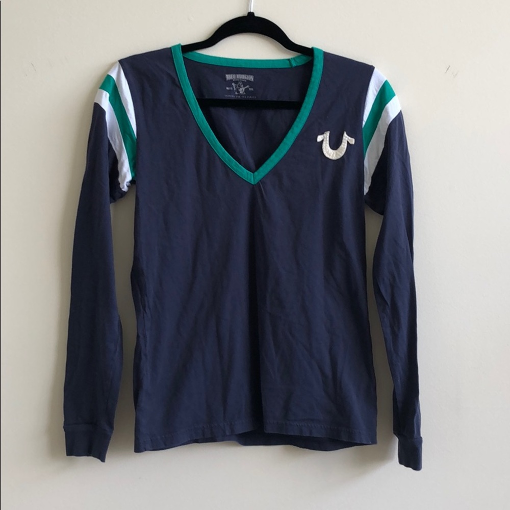 True religion navy long sleeve shirt